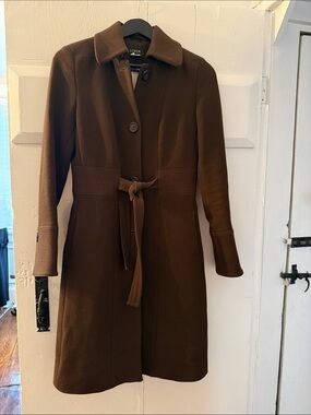 J. Crew Brown Belted Wool Trench Coat